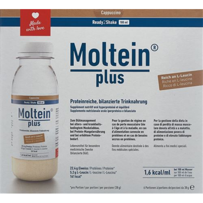 Moltein PLUS Ready2Shake kapučino 6 Fl 38 g