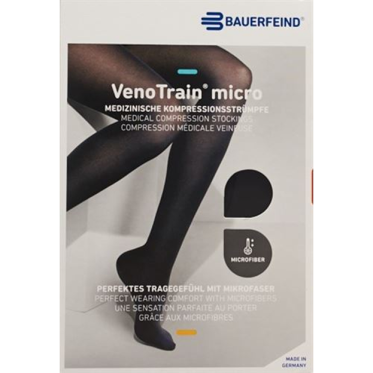 VenoTrain MICRO A-G KKL2 normal S / short closed toe black adhesive tape tufts 1 pair