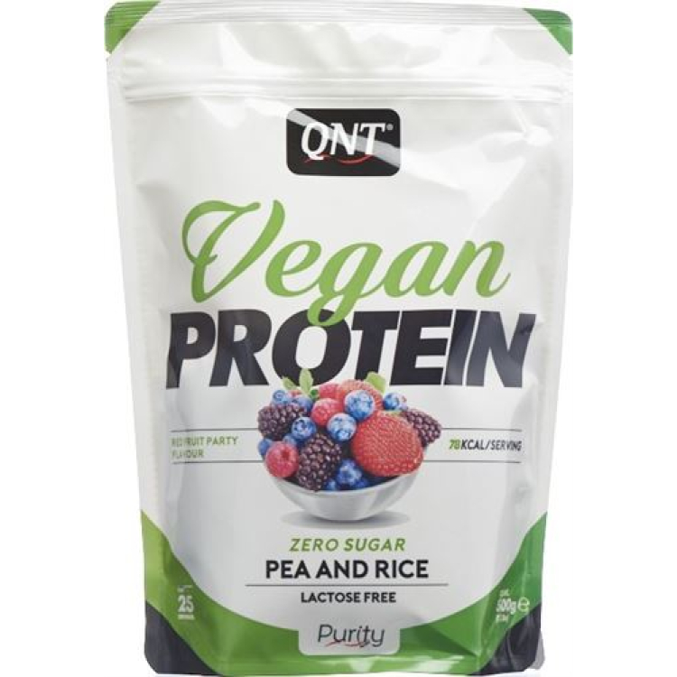 QNT Vegan Protein Zero Sugar-Lactose Free Red Fruit Party Btl 50