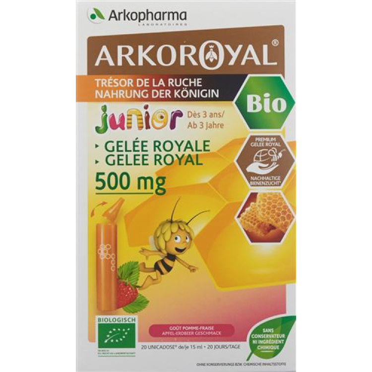 Arkoroyal 蜂王浆 500 毫克初级有机 20 x 15 毫升