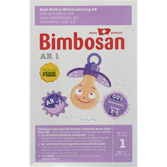 Bimbosan Anti-Reflux 1 Sữa công thức cho trẻ sơ sinh không dầu cọ 400 g
