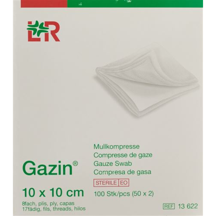 Gazin géz borogatás 10x10cm 8x steril 50 x 2 db