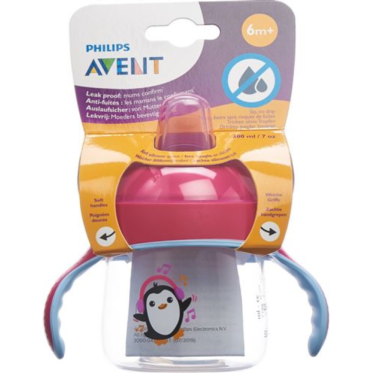 Avent Philips Schnabel cup silicones Schnabel 200ml pink penguin