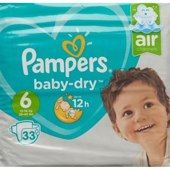 Pampers Baby-Dry T6 Extra Large 13-18kg (34 pces) –