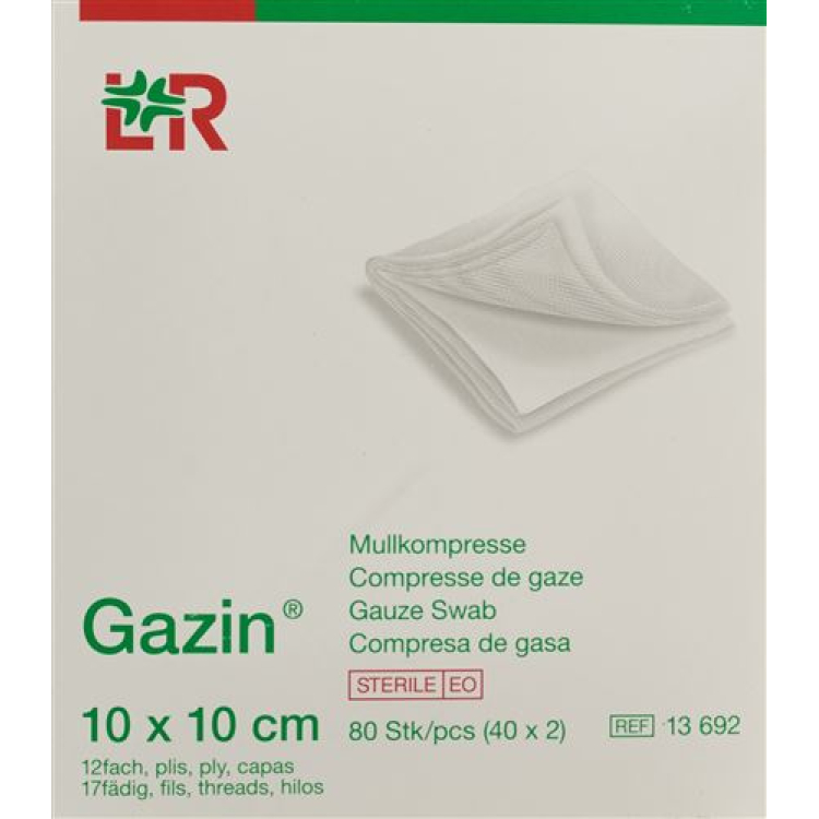 Compresas de gasa Gazin 10x10cm 12x Estériles 40 x 2 uds