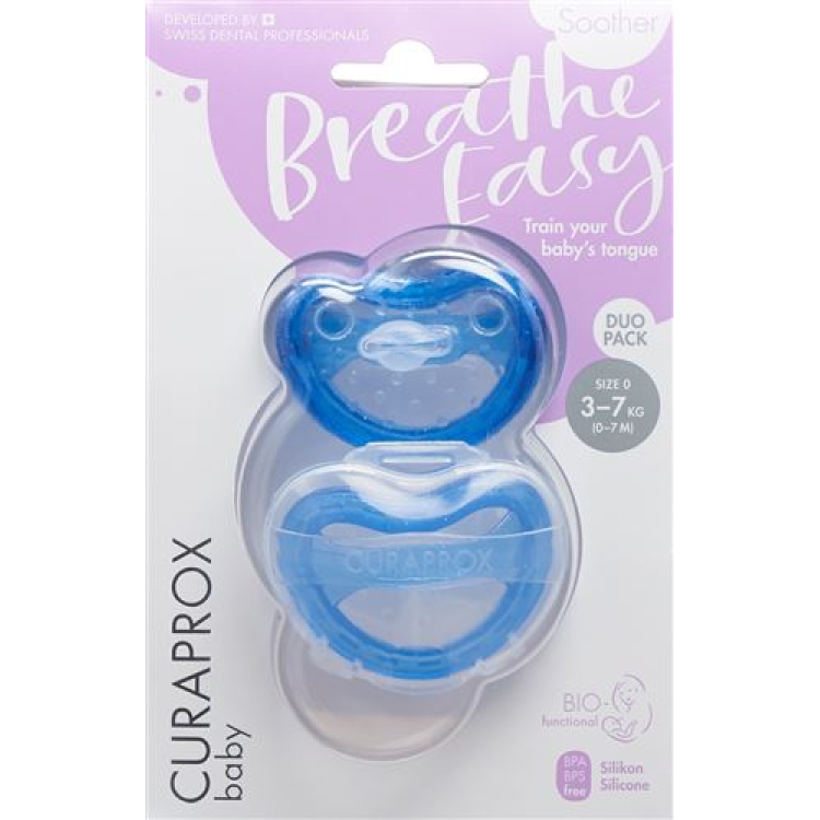 Curaprox pacifier gr0 ពណ៌ខៀវទ្វេដង 2 ភី