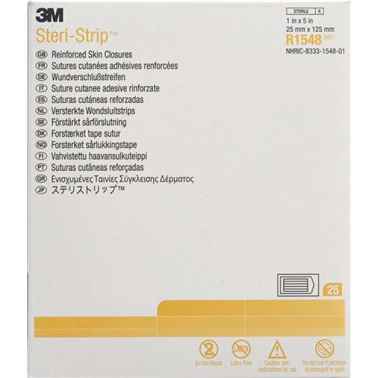 3M Steri Strip 25x125mm blanco reforzado 25 x 4 uds