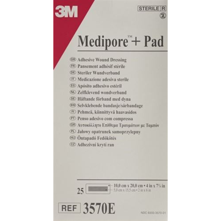 3M Medipore™ merk + Pad 10x20cm wondkussen 5x15.5cm 25 stuks