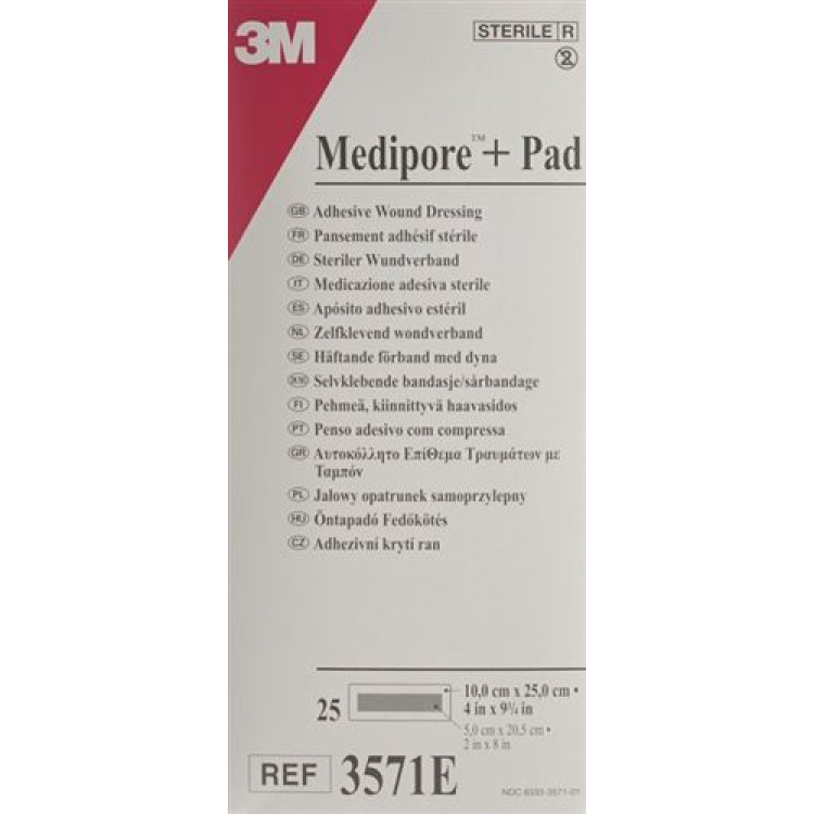 מותג 3M Medipore ™ + כרית 10x25 ס"מ כרית פצע 5x20.5 ס"מ 25 יחידות