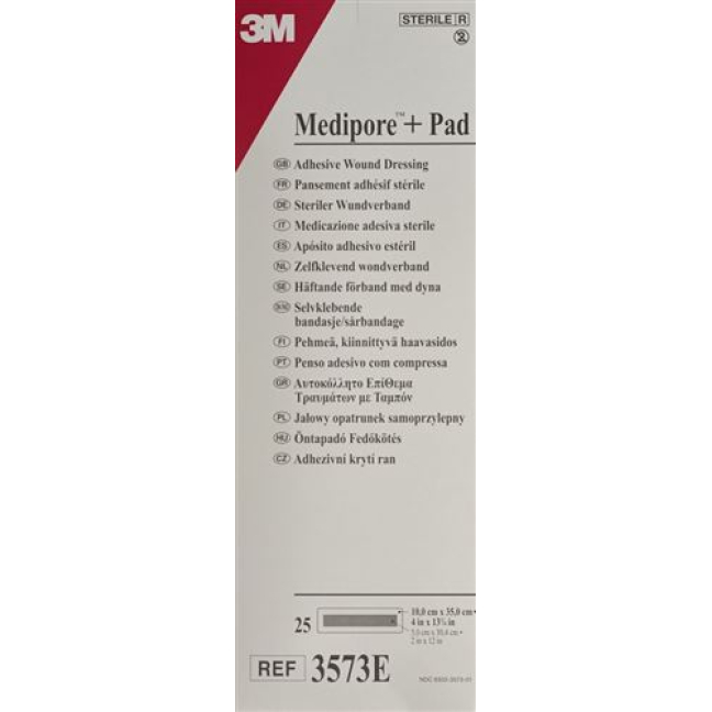 3M Medipore+Pad 10x35cm ჭრილობის საფენი 5x30cm 25 ც.