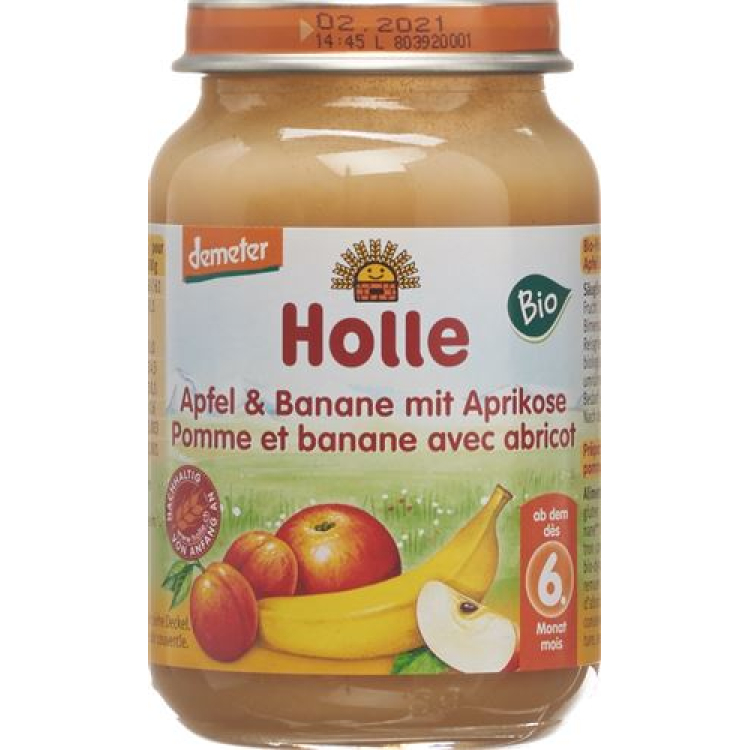 Holle appel & banaan met abrikoos demeter bio 190 g