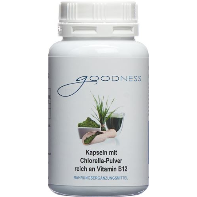 Goodness Chlorella Pulver mit Vitamin B12 Kaps 600 mg Ds 90 Stk