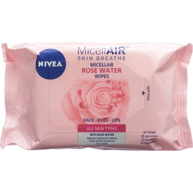 Nivea Cleaning wipes Rose water 25 pieces