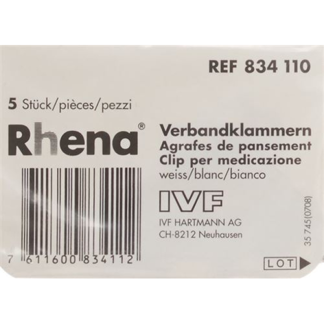 Rhena bandage clips hvid 5 stk
