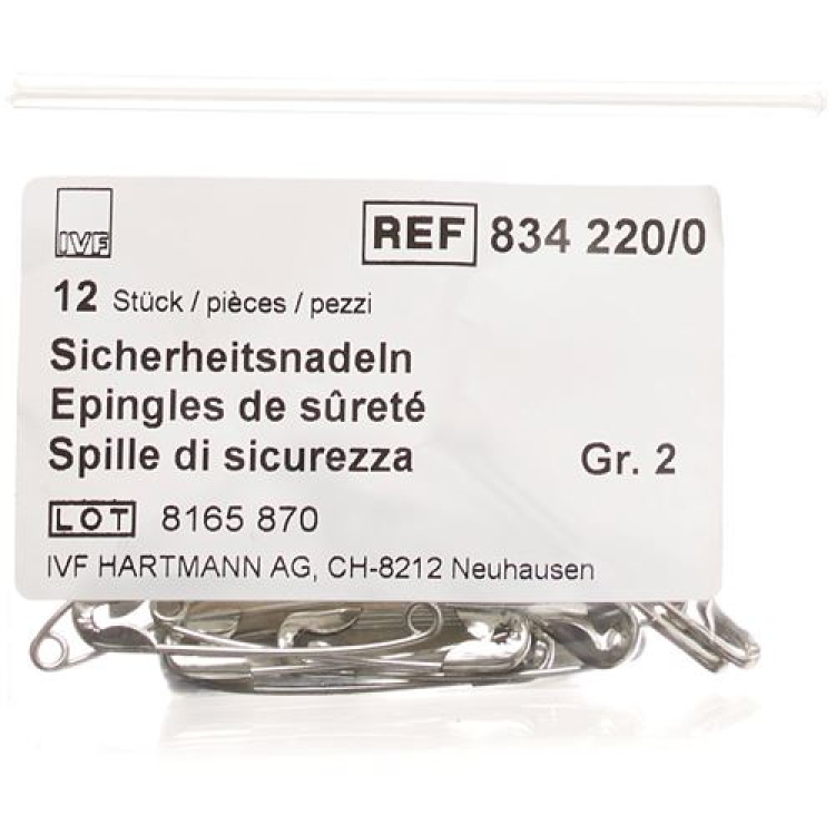 סיכות ביטחון IVF Gr2 38mm bag 12 יח'