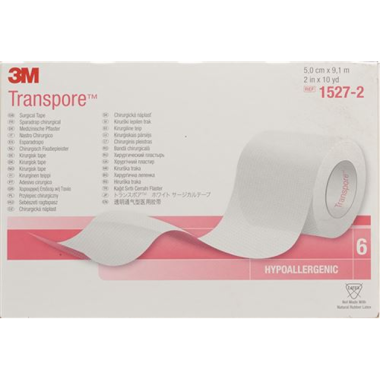 3M Transpore roll plaster 50mmx9.14m transparent 6 pcs