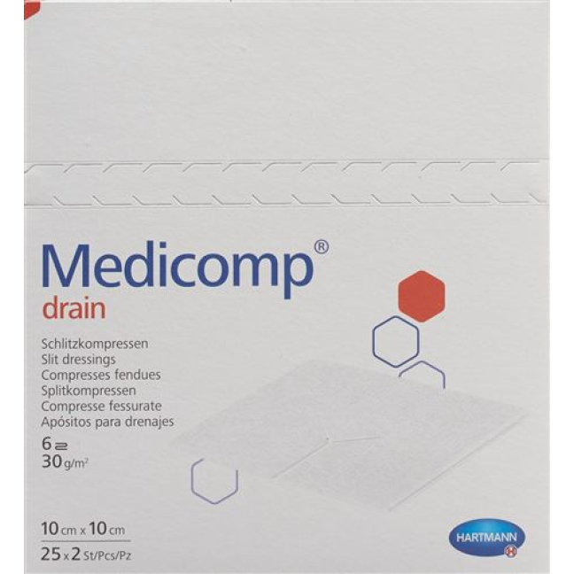 Medicomp viemäri 10x10cm steriili 25 Pataljoona 2 kpl