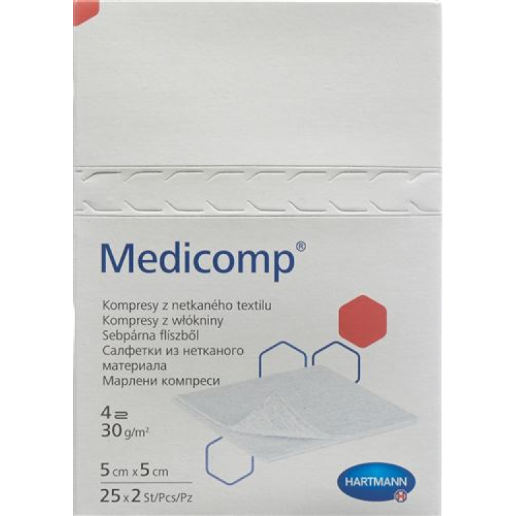 Κομπρέσα fleece MEDICOMP 5x5cm αποστειρωμένη 25 σακούλες 2 τμχ