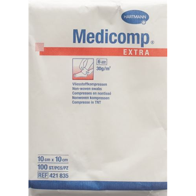 Medicomp EXTRA fleece compr 10x10cm n st 100 dona