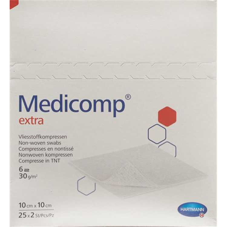 MEDICOMP EXTRA flis kompr 10x10cm 25 vrečk 2 kos