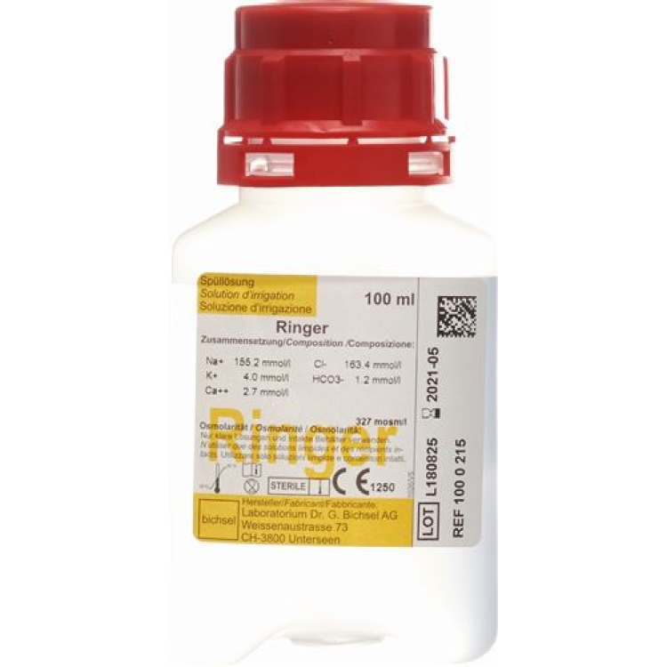 Ringer's oplossing Bichsel spoeling Lös 100ml zonder bestek Plast Fl