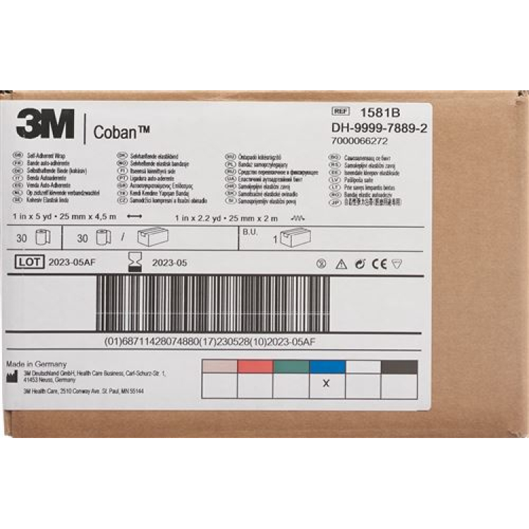 3M Coban elasztikus kötszer öntapadó 2,6 cm x 4,57 m kék 30 db