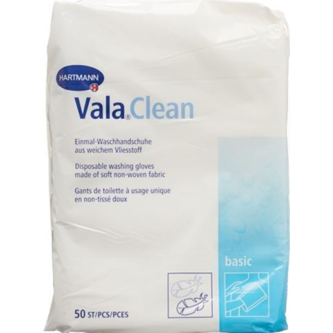 ValaClean Basic tek kullanımlık yıkama eldiveni 15.5x22.5cm 50 adet