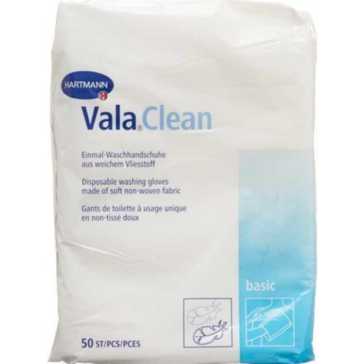 כפפת כביסה חד פעמית ValaClean Basic 15.5x22.5 ס"מ 50 יח'