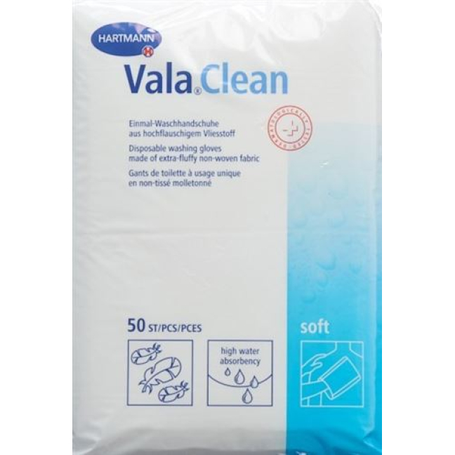 ValaClean Soft 一次性洗脸手套 15.5x22.5cm 50 件