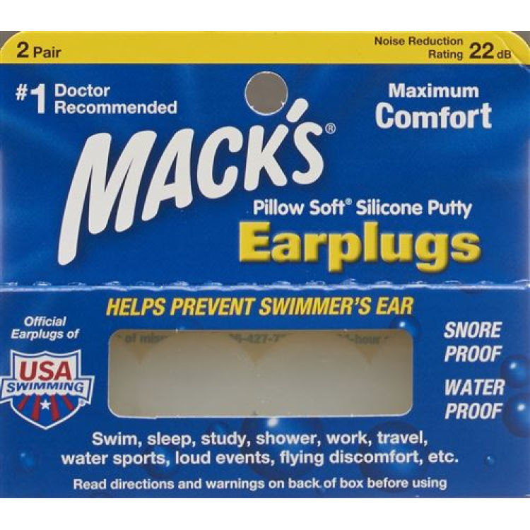 Mack Earplugs ថ្លា 2 គូ