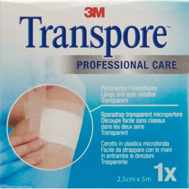 3M Transpore Adhesive Plaster 5 m x 25 mm Refill Pack