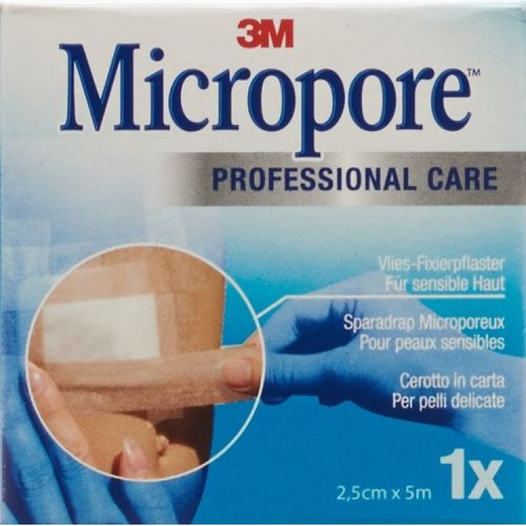 Dispensersiz 3M Micropore junli yopishtiruvchi gips 25mmx5m teri rangi