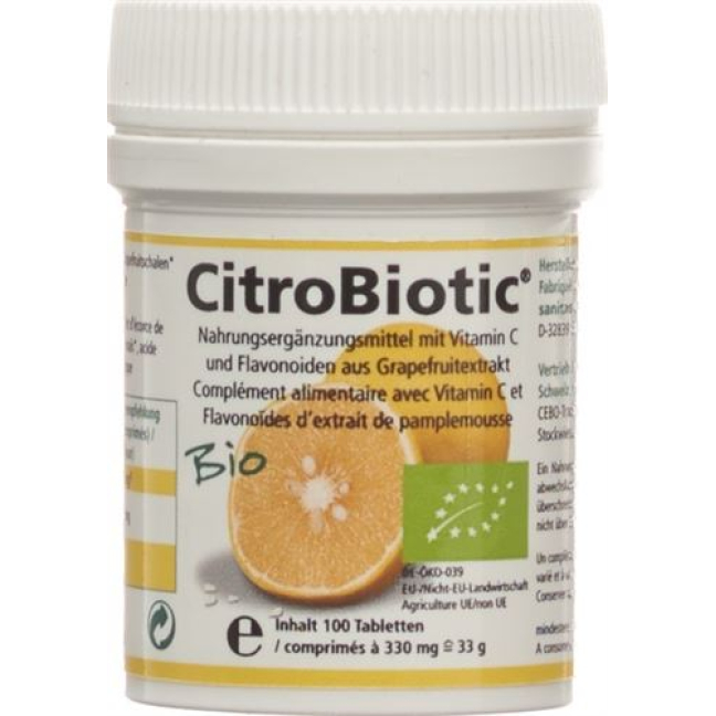 Comprimés d'extrait de pépins de pamplemousse Citrobiotic Bio 100 pcs