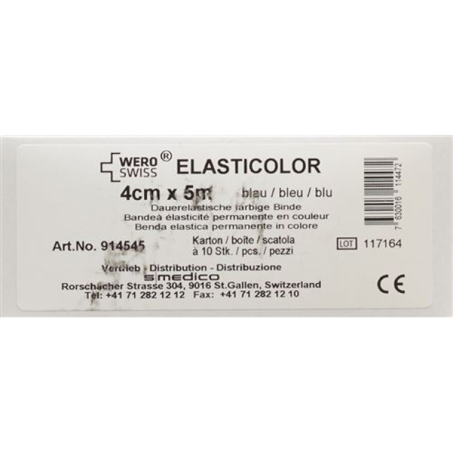 WERO SWISS Elasticolor bandage élastique 5mx4cm bleu 10 pcs