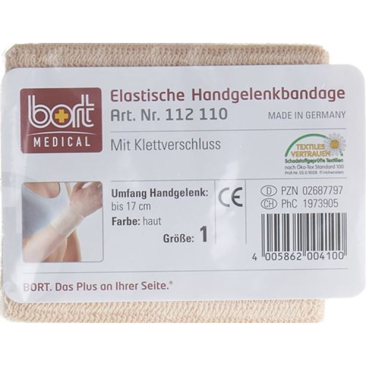 BORT Handgelenkbandage Velcro 8cm Gr1 -17cm hautf