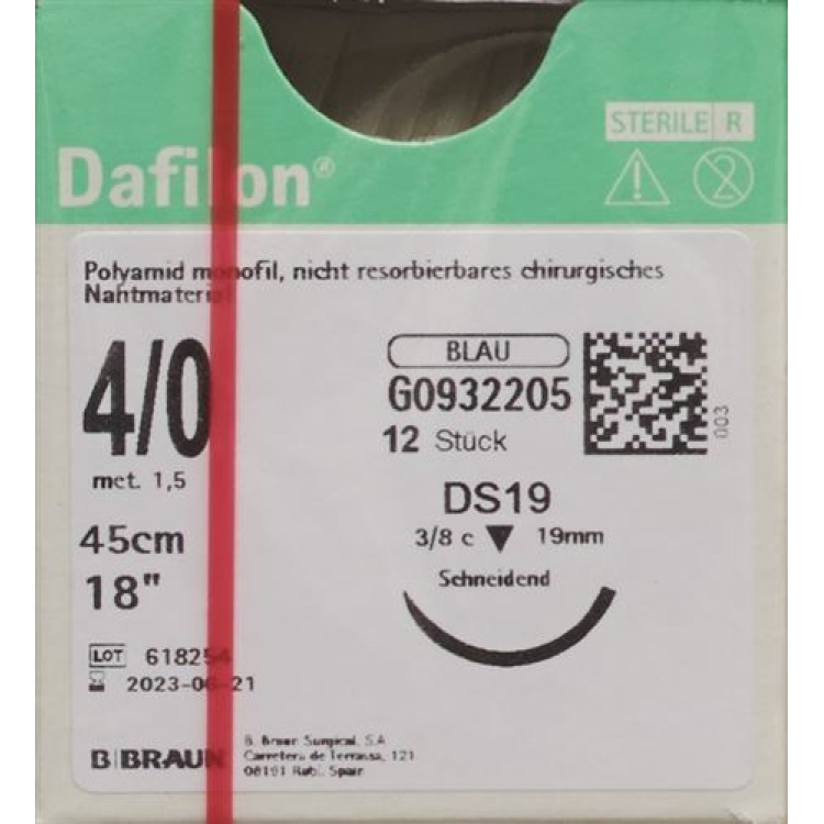 DAFILON 45cm kék DS 19 4-0 12 db