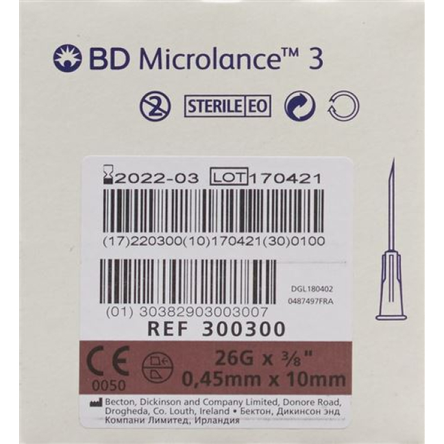 BD Microlance 3 injection cannula 0.45x10mm brown 100 pcs