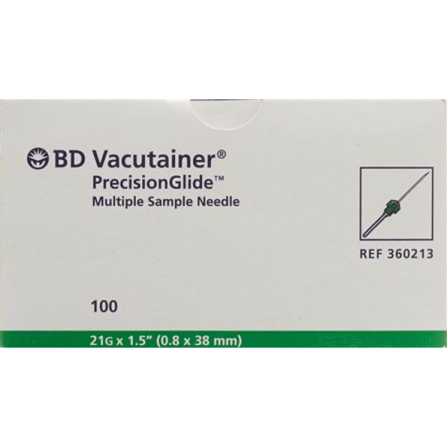 VACUTAINER Cannula 21G 0.8x38mm Green 100 pcs