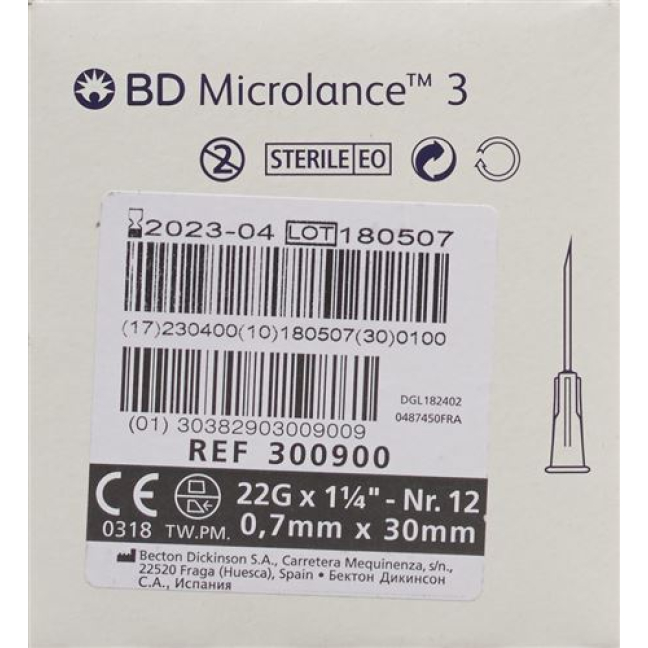 BD Microlance 3 injection cannula 0.70x30mm black 100 pcs