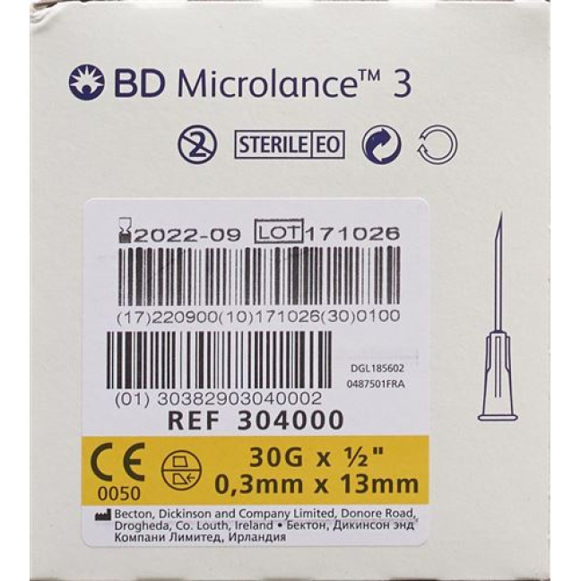 BD Microlance 3 皮下注射针头 0.30x13mm 黄色 100 支
