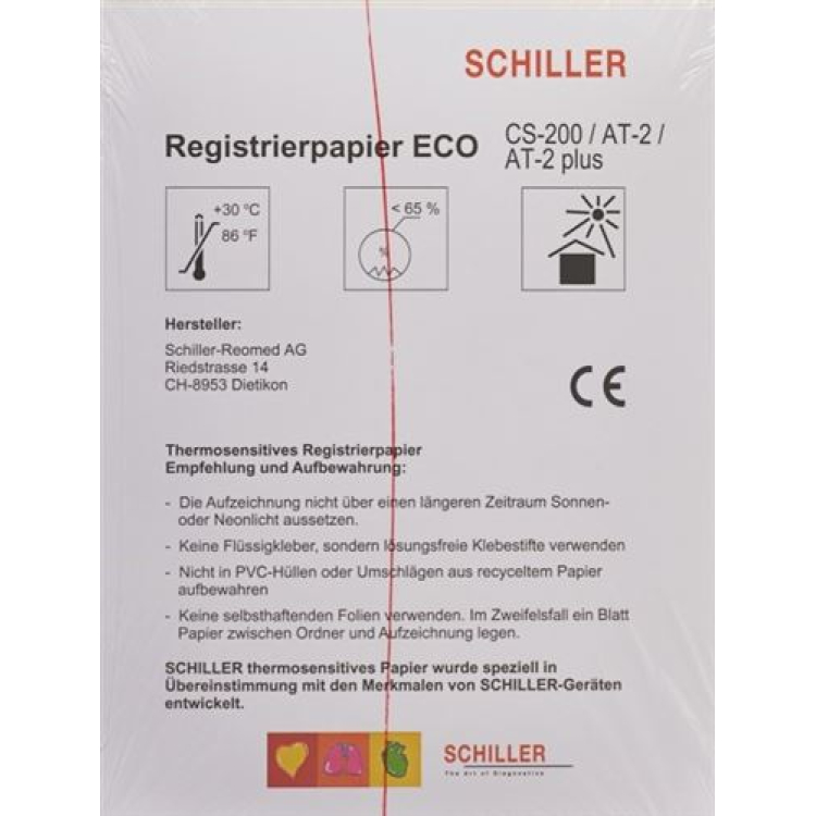 Schiller Cardiovit 登记折叠纸 AT2/CS200