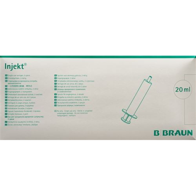 B. Braun Inject jeringa 20ml Luer biparte excéntrica 100 uds