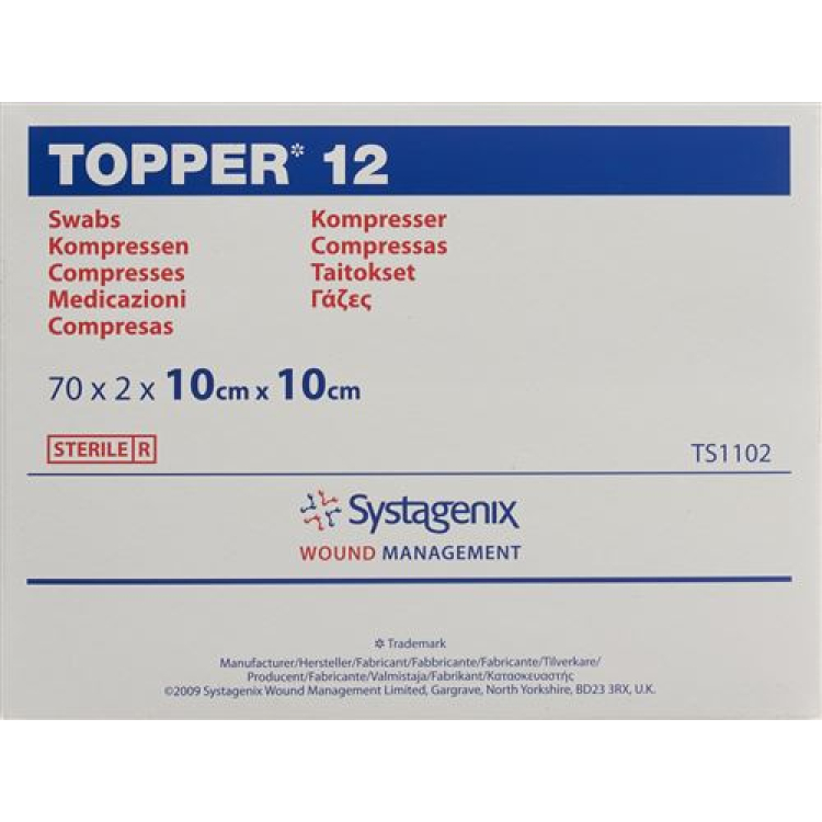 TOPPER 12 NW Compr 10x10cm ភាគច្រើន 70 កងវរសេនាតូច 2 ភី។