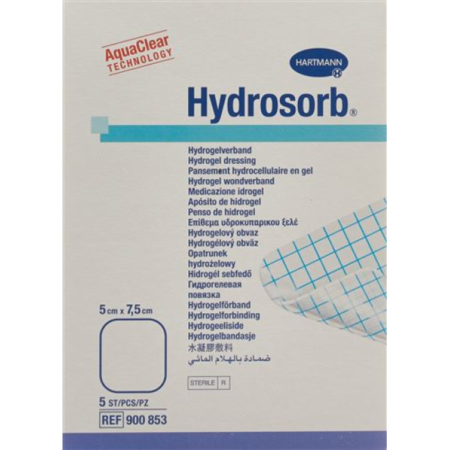 Penso de hidrogel HYDROSORB 5x7,5cm estéril 5 unid.