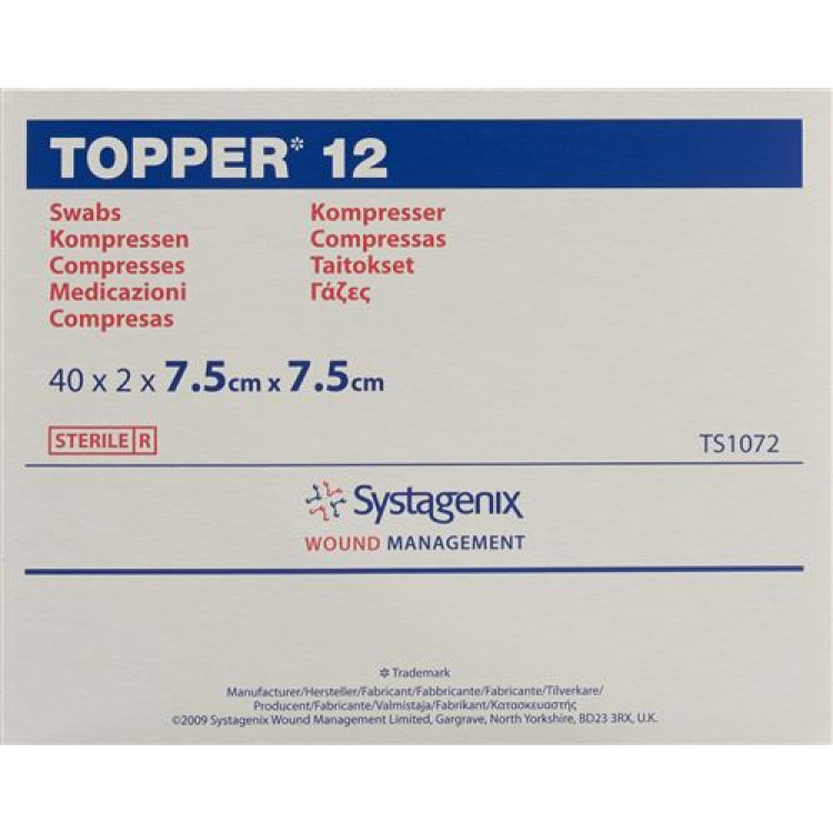 TOPPER 12 NW Compr 7.5x7.5cm ყველაზე 40 Btl 2 ც.