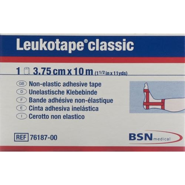 Leukotape fita de gesso clássico 10mx3,75cm vermelho