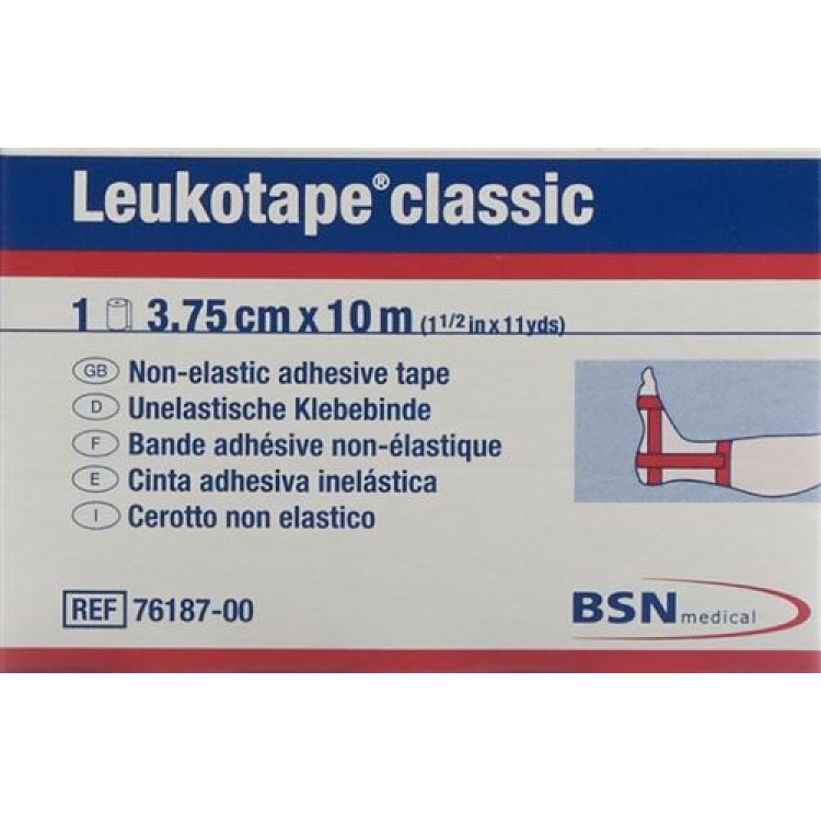 Leukotape កាសែតម្នាងសិលាបុរាណ 10mx3.75cm ពណ៌ក្រហម