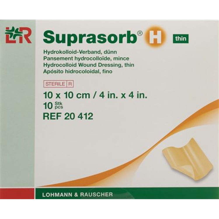 சுப்ரசோர்ப் எச் மெல்லிய ஹைட்ரோகலாய்டு வெர்பனாட் 10x10 செ.மீ 10 பிசிக்கள்