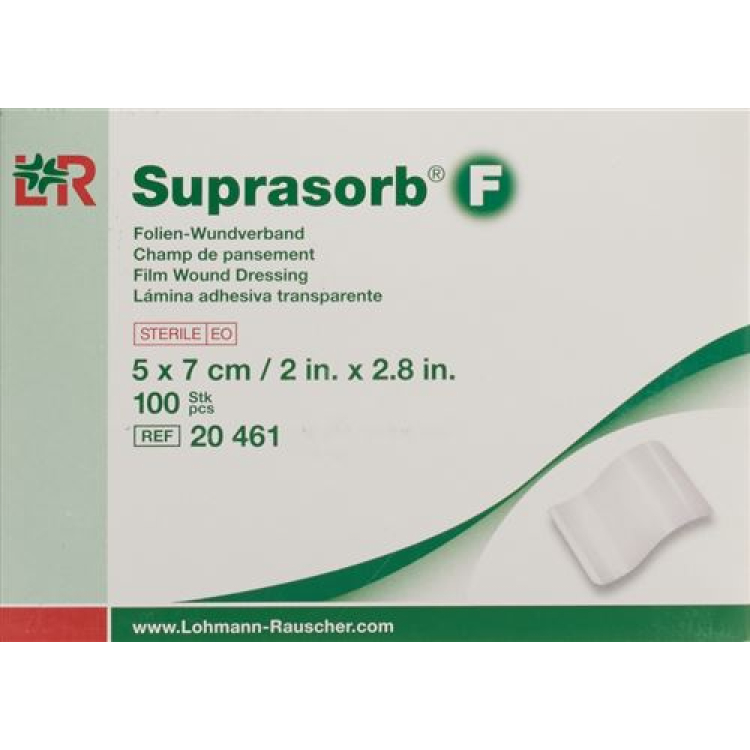 Suprasorb F film sårbandage 7x5 cm steril 100 stk