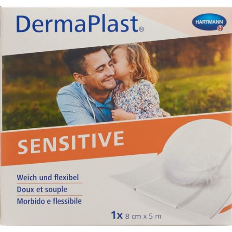 DermaPlast sensitive Schnellverb hvit 8cmx5m rolle